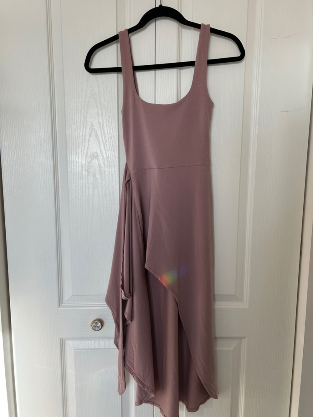 Aritizia Wilfred free- Sleeveless Mauve Asymmetric Hem Wrap Dress